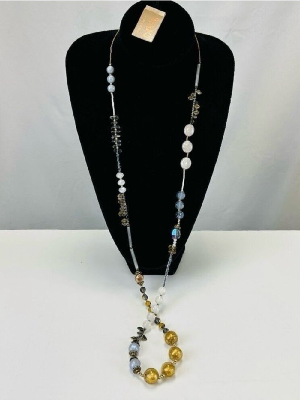 Treska Goddess Collection NWT single row mix bead crystal long necklace